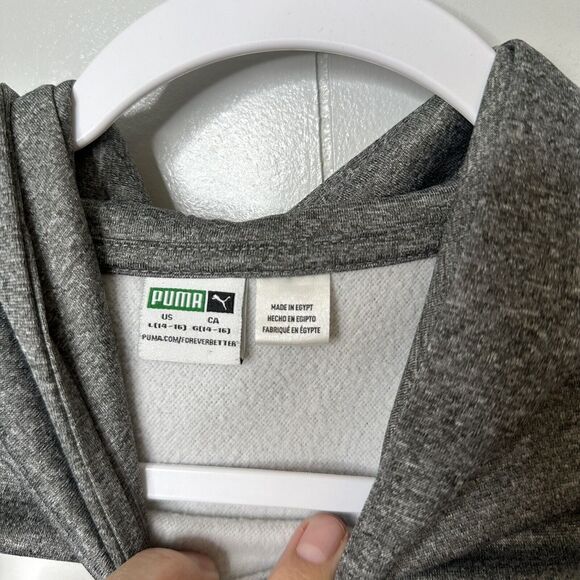 Puma Sweatshirt Boys Youth L (14-16) Gray Hoodie Puma Logo Kangaroo Pocket 2pcs - Picture 3 of 11